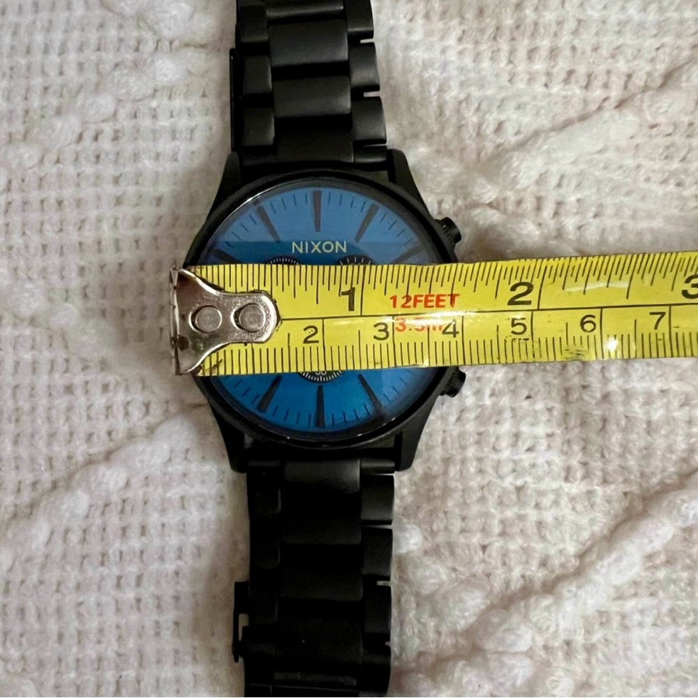 Nixon Sentry Midnight Black and Ocean Blue Chronograph Watch - Picture 9 of 10